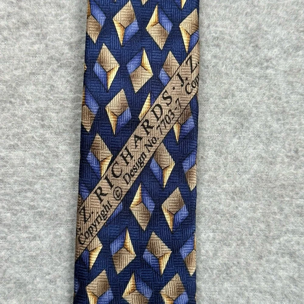 Nordstrom JZ Richards Mens Silk Neck Tie Blue Geometric 60x4